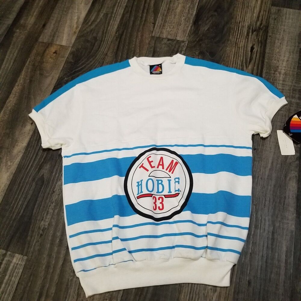 Vintage Hobie Shirt Surf Skate Cap Sleeve T-shirt Vtg 80s 1986 Deadstock Striped